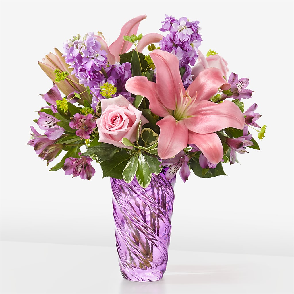 Precious Petals Bouquet with Luxe Swirl Vase – SCOTT'S FLOWERS, Amarillo TX