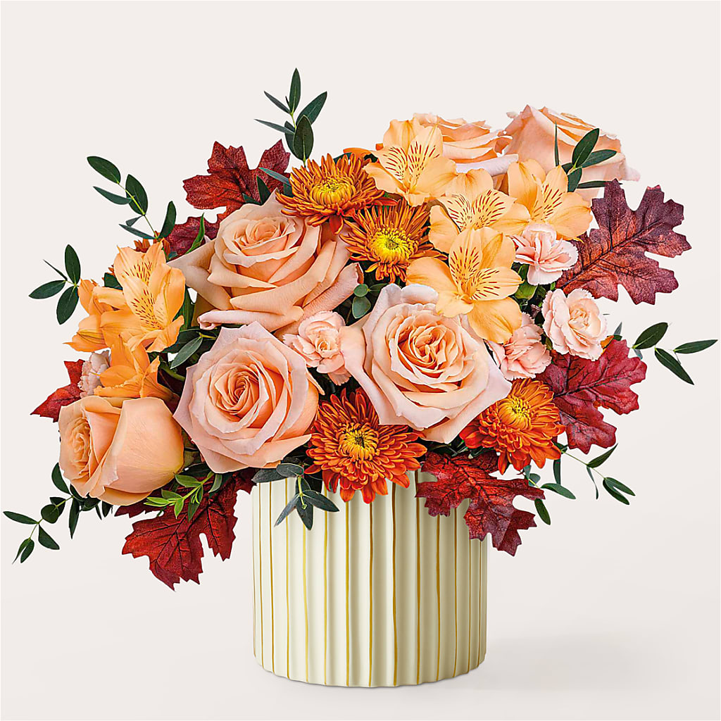 Spiced Latte Bouquet with Ivory Vase – SCOTT'S FLOWERS, Amarillo TX
