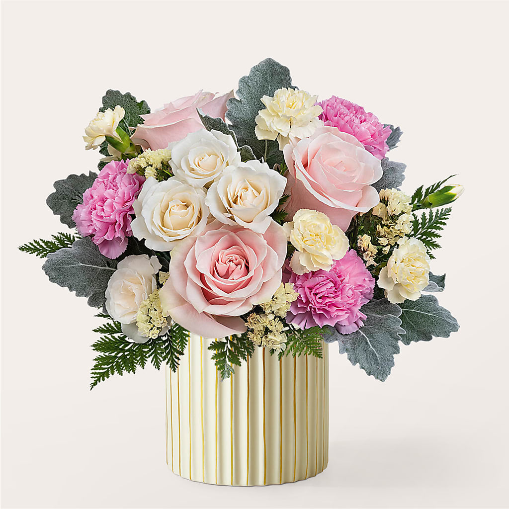 Blissful Moments Bouquet with Ivory Vase – SCOTT'S FLOWERS, Amarillo TX