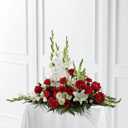 Crimson & White Arrangement – SCOTT'S FLOWERS, Amarillo TX