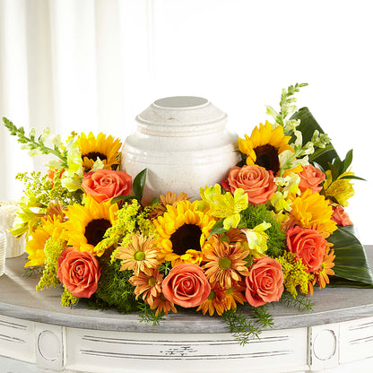 Faithful Sunflower Cremation Adornment – SCOTT'S FLOWERS, Amarillo TX