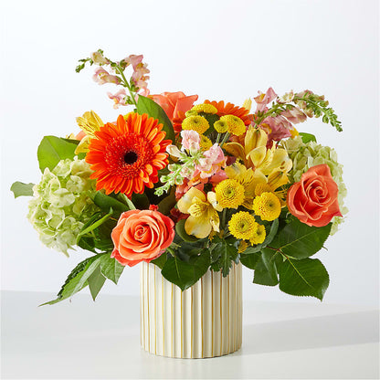 Autumn Sunshine Bouquet with Ivory Vase – SCOTT'S FLOWERS, Amarillo TX