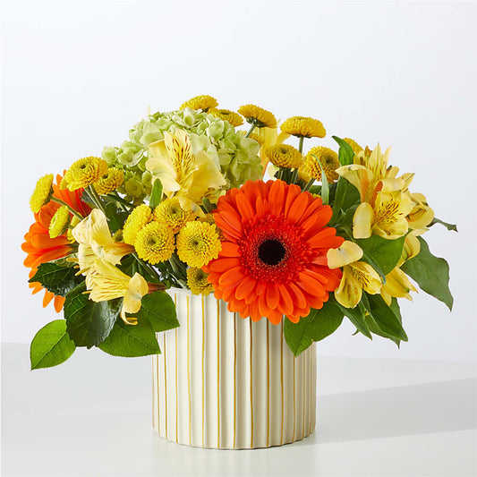 Autumn Sunshine Bouquet with Ivory Vase – SCOTT'S FLOWERS, Amarillo TX