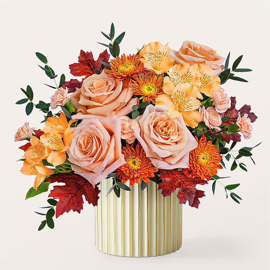 Spiced Latte Bouquet with Ivory Vase – SCOTT'S FLOWERS, Amarillo TX