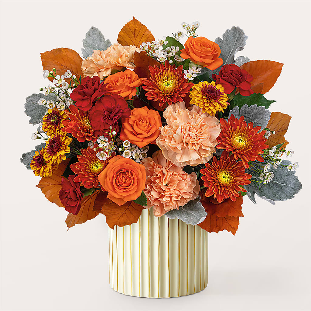 Merlot Bouquet with Ivory Vase – SCOTT'S FLOWERS, Amarillo TX