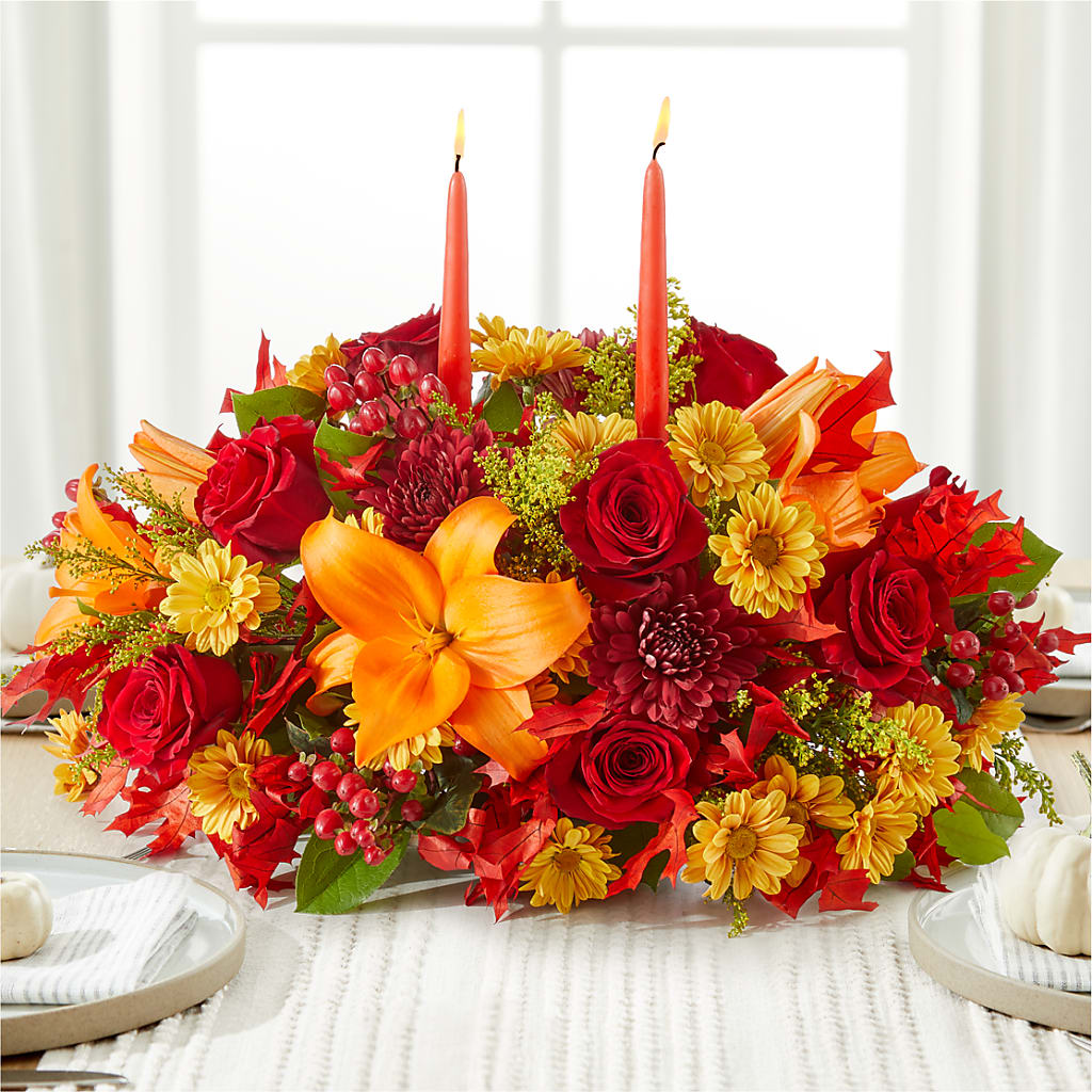 Autumn's Embrace Centerpiece – SCOTT'S FLOWERS, Amarillo TX