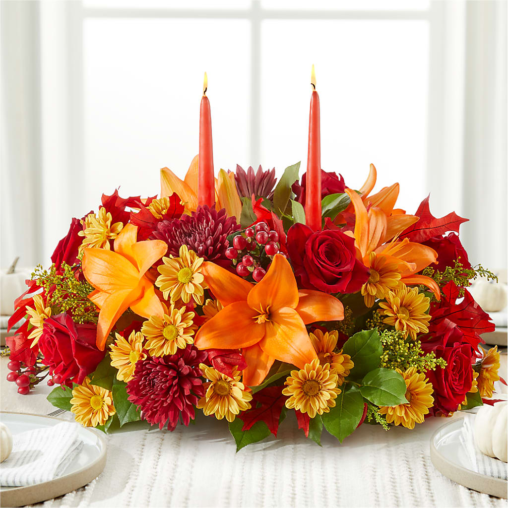 Autumn's Embrace Centerpiece – SCOTT'S FLOWERS, Amarillo TX